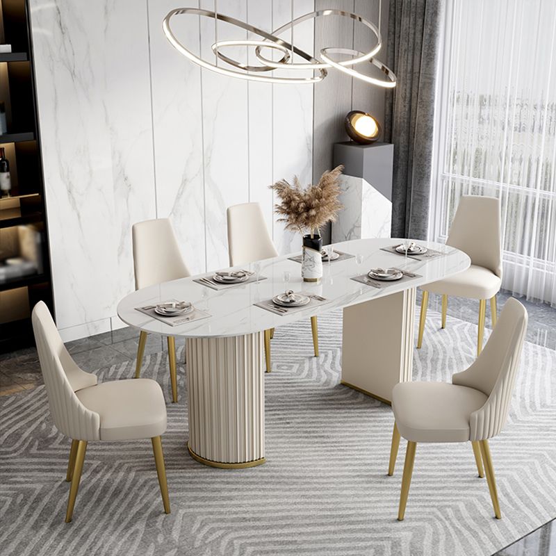 Glam 1/4/5/6/7 Pieces Dining Set Oval Sintered Stone Dining Table Set