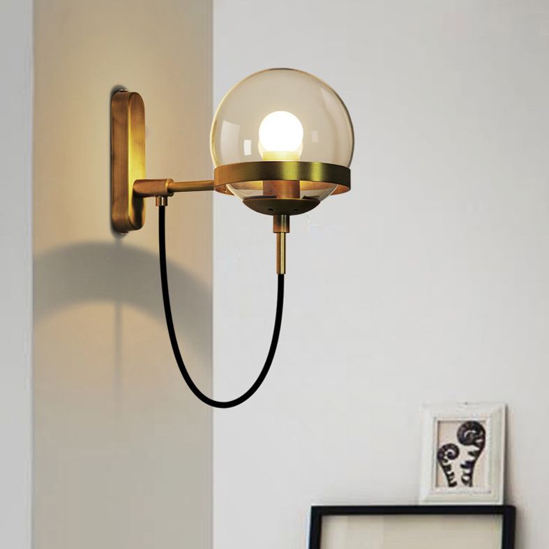 Modern Minimalist Style Globe Wall Lighting Ideas Glass 1 Light Wall Lamps for Living Room