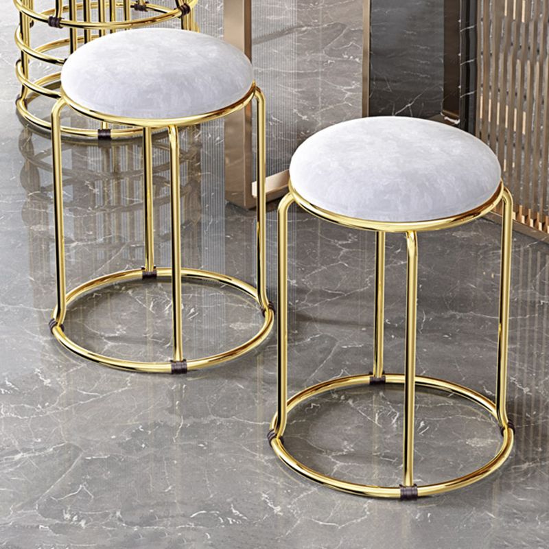 Faux Leather Mildew Resistant Ottoman Round Glam Solid Standard Ottoman