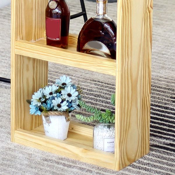 Modern 3-shelf Bar Table Rectangle Solid Wood Bistro Bar Table in Natural