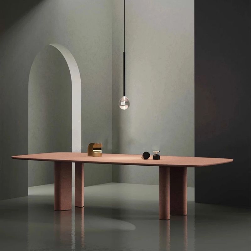 Rectangle Luxury Dining Table Solid Wood Fixed Table with 4 Legs