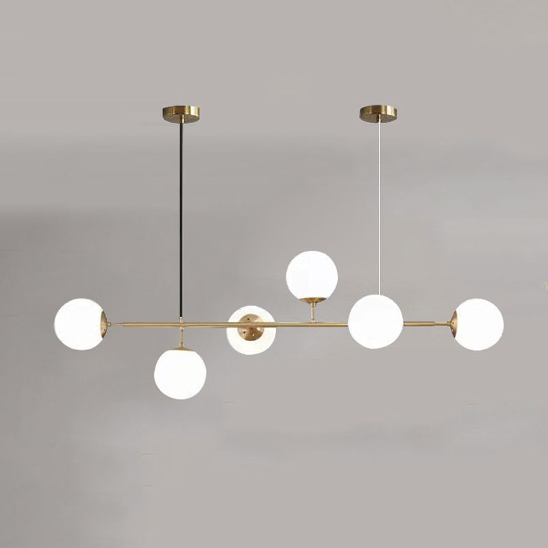 Linear Pendant Lighting Minimal Glass 6 Lights Chandelier Lighting in Black
