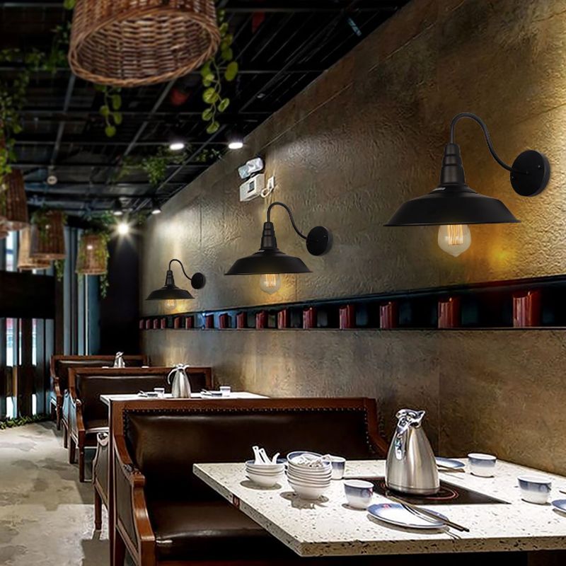 Industrial 1 Light Wall Light Fixture with Metallic Shade for Restaurant