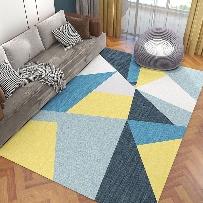 Gray Geometric Area Rug Rubber Modern Rug Washable Carpet for Living Room