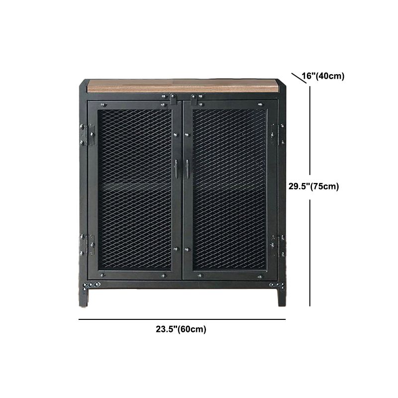 Black Industrial Accent Cabinet with Doors and Bar Pulls Storage Cabinet