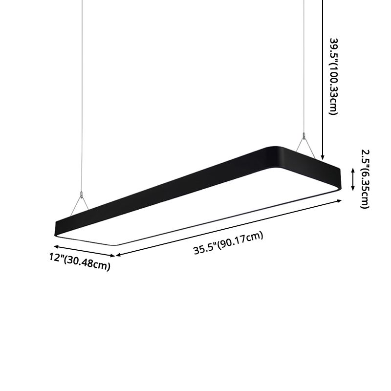 Rechthoekig metaalhangend plafondlicht Minimalistische hanglampverlichting voor kantoor