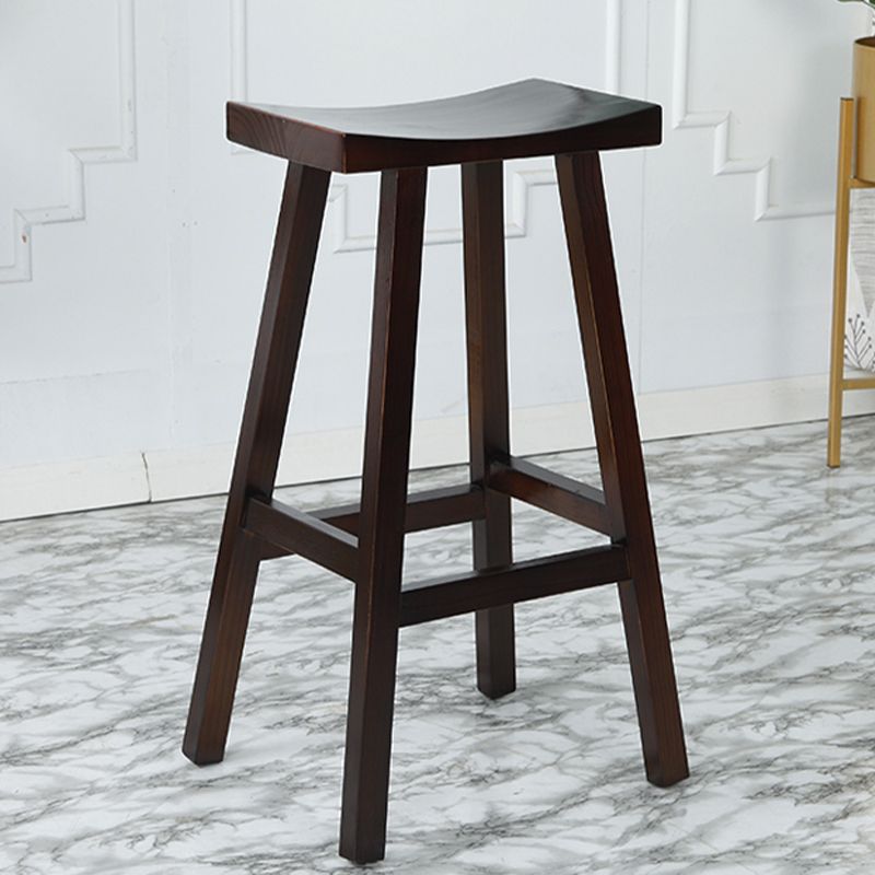 Coffee Shop Wood Counter & Bar Stool Contoured Seat Counter Stool in Brown