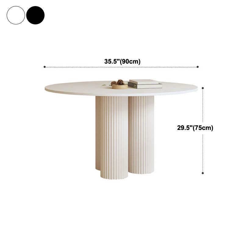 Contemporary Round Dining Table Sintered Stone and Solid Wood Top Table