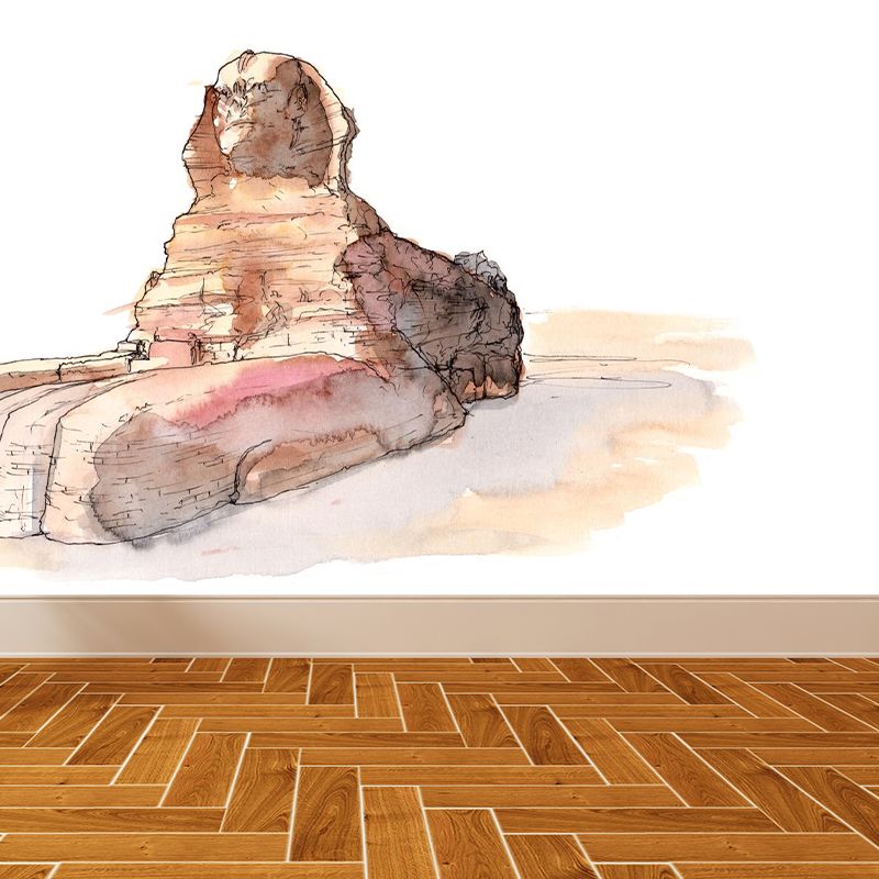 Global Inspired Historic Relics Mural Pastel Color Architecture Wall Covering for Home