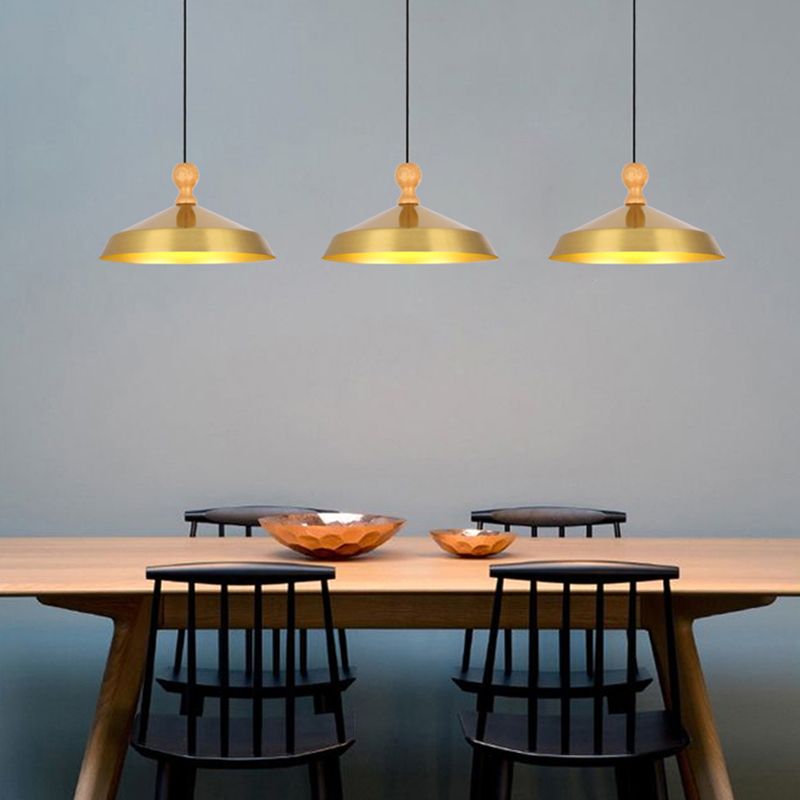 Metal Shaded Ceiling Pendant Light Contemporary Gold Suspension Pendant for Dinning Room