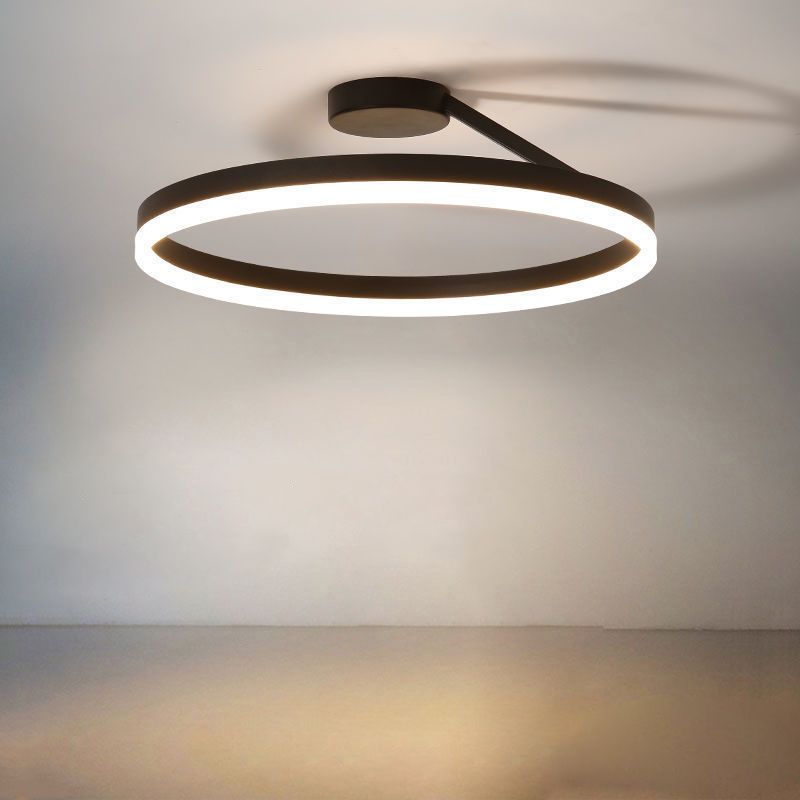 Minimalisme Cirkel LED-plafondlamp Eigentijdse stijl Acryl Semi-inbouwlamp voor slaapkamer-eetkamer