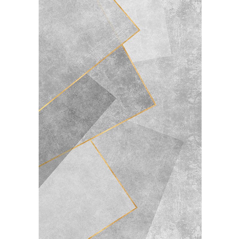 Grey Tone Simple Indoor Rug Polyester Triangle Pattern Carpet Anti-Slip Backing Rug for Home Decor