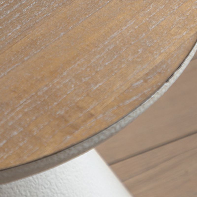 French Country Round End Table 18.9" Tall Pedestal Distressed Side Table