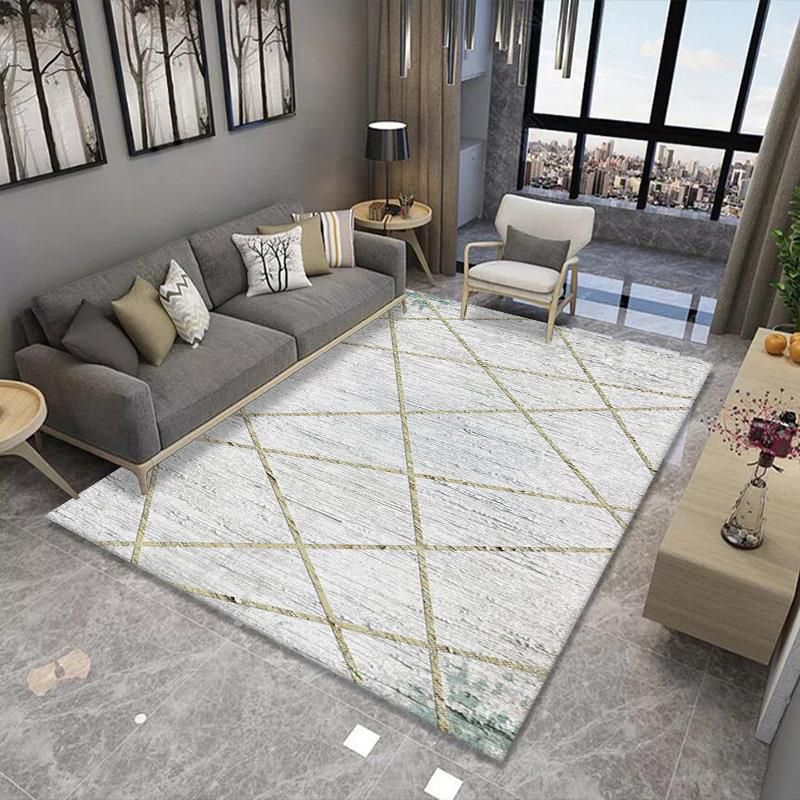 Grey Modern Carpet Polyester Abstract Striped Carpet Washable Carpet for Living Room