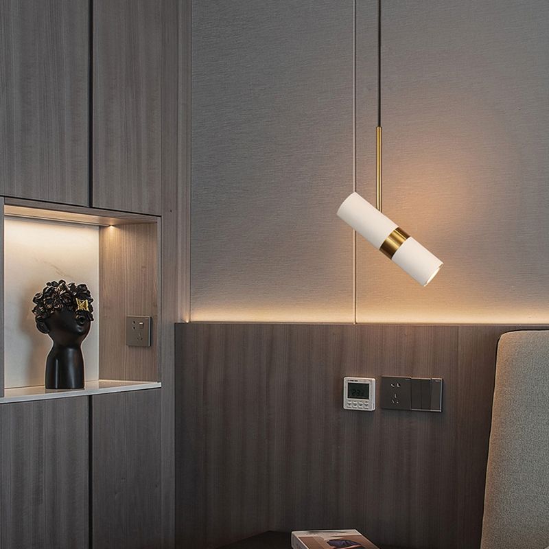 1 Light Cylinder Pendant Lighting Modern Metallic Pendant Ceiling Lights for Restaurant