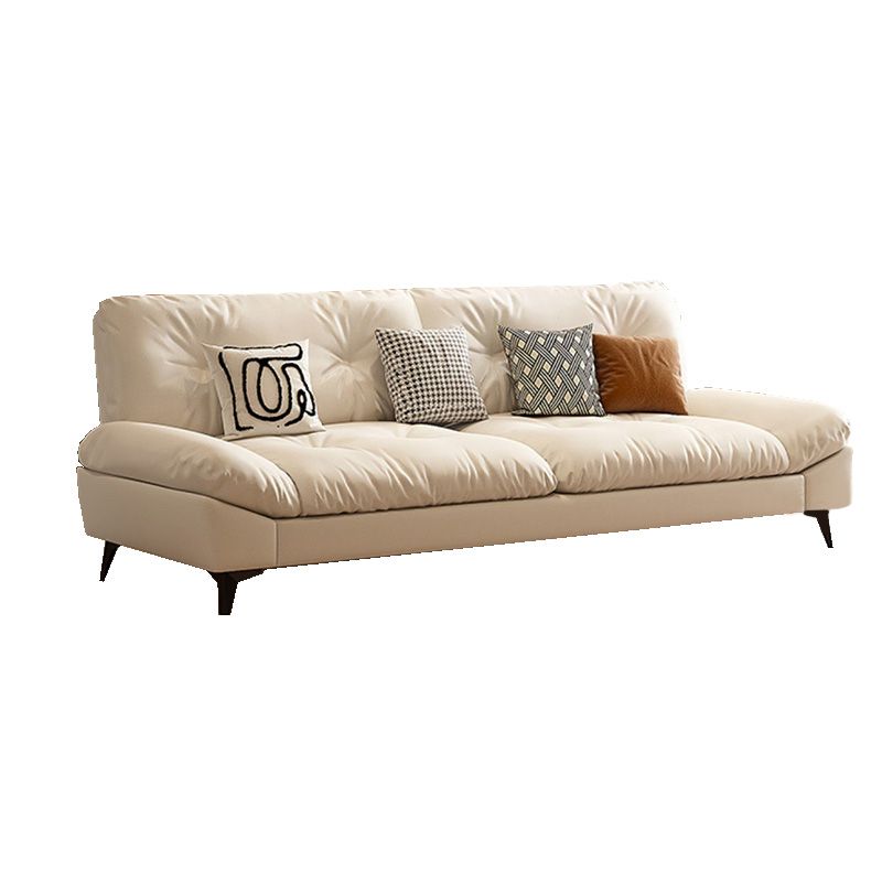 Glam Tufted Standard Square Arm Living Room Faux Leather Sofa