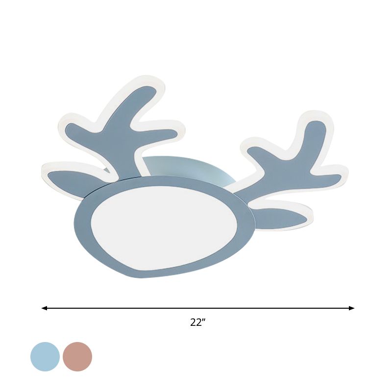 Antler hierro luces incorporadas Dormitorio Infantil Macaroon rosa / azul LED lámpara de techo