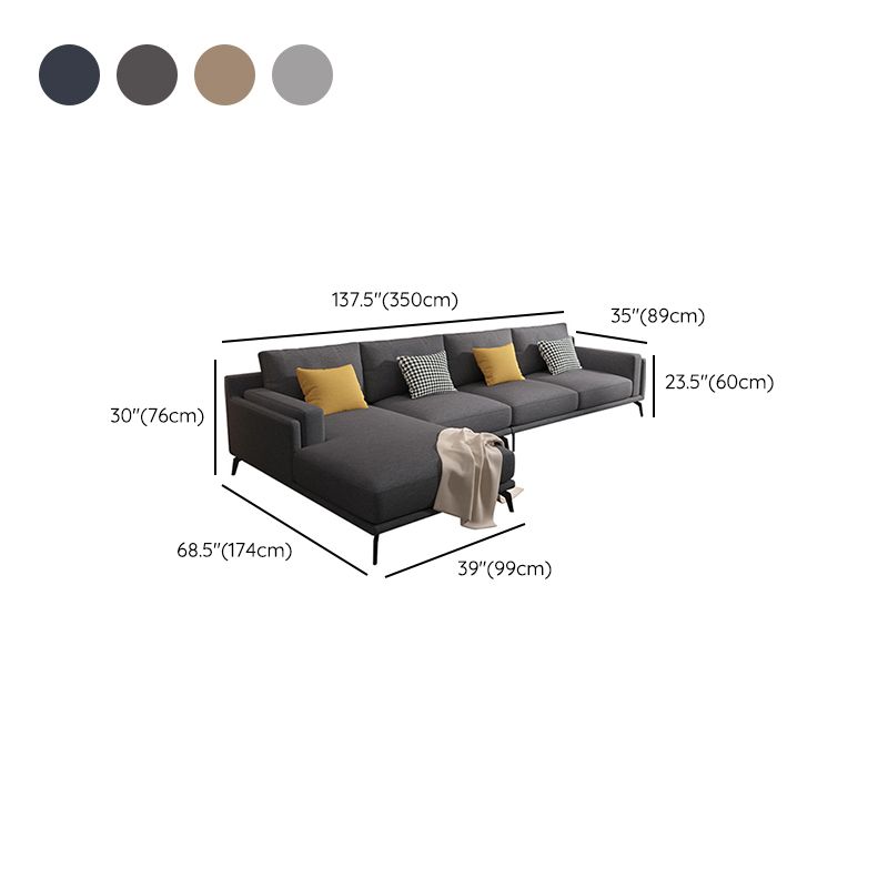 Modern Pillow Back Fabric Sectional L-shape Square Arm Sectional
