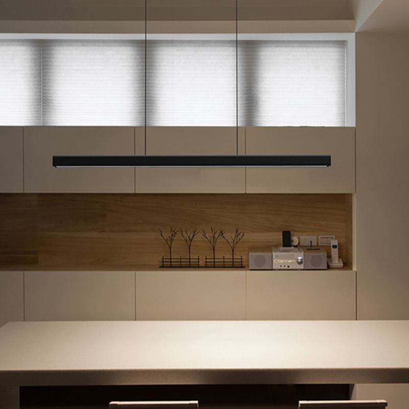 Nordic Pendant Light Modern Simple LED Long Strip Long Chandelier Lampe pour salle à manger