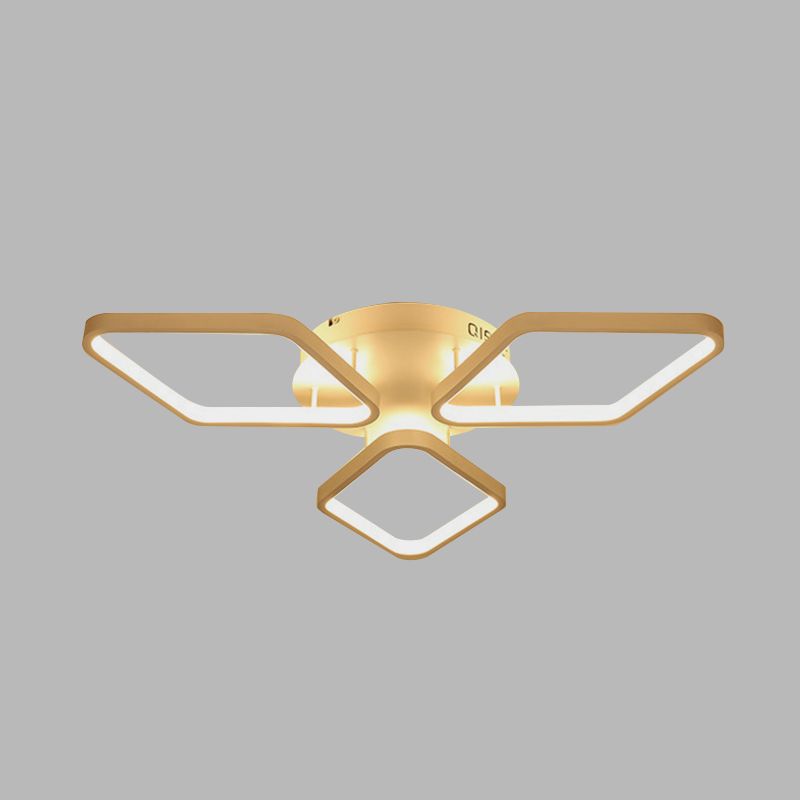 Witte rhombus plafond spoeling mount moderne led acryl semi spoeling verlichting in wit/warm licht, 20 "/21" breed