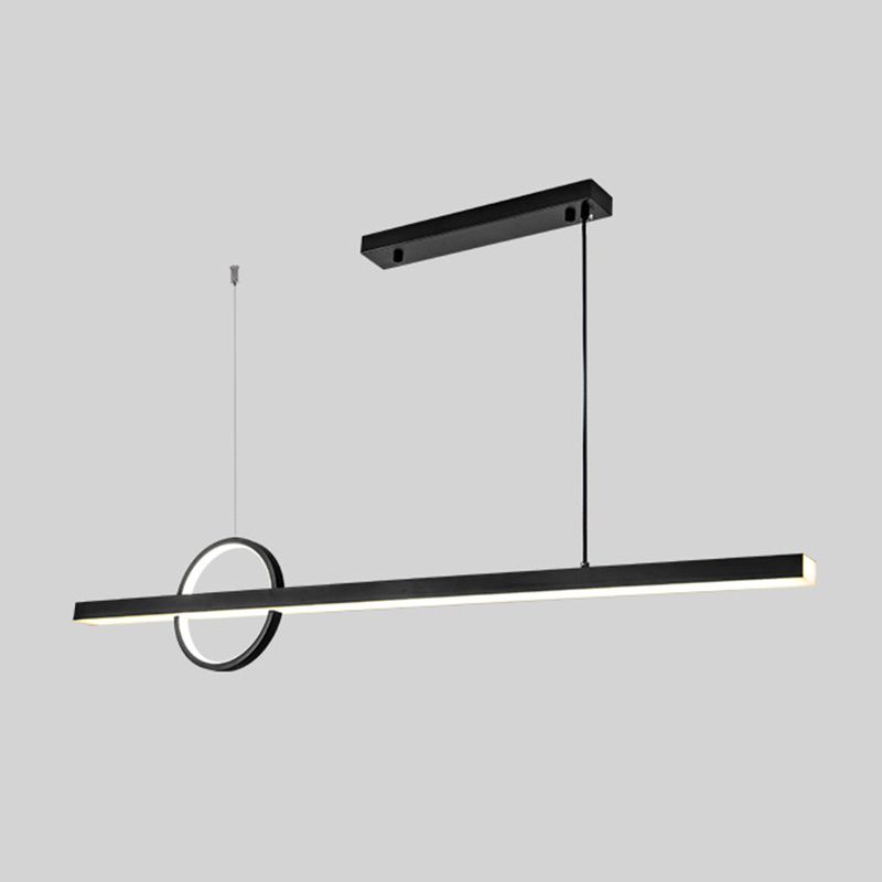 2-Light Modernism Kitchen Island Lighting Black Metal LED Ceiling Light