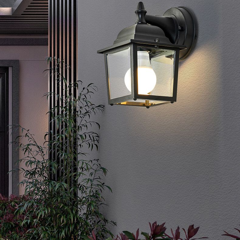 Glasschattierte Wandleuchte Lampe Industriestil Außenleuchte in Schwarz