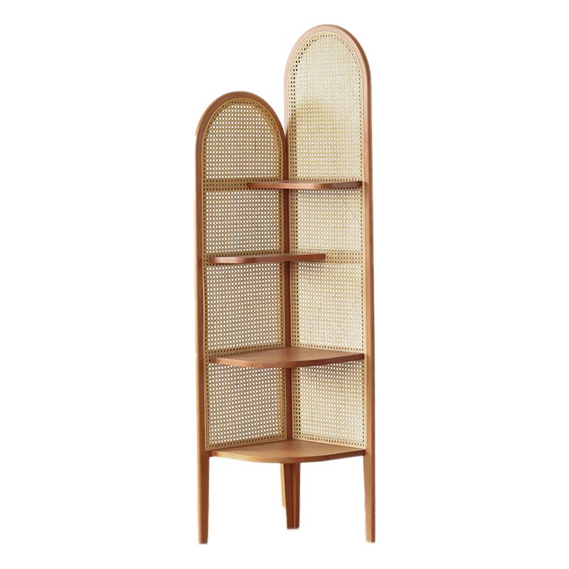 Corner Wooden 4-Tier Shelf Contemporary Bookcase with Shelves