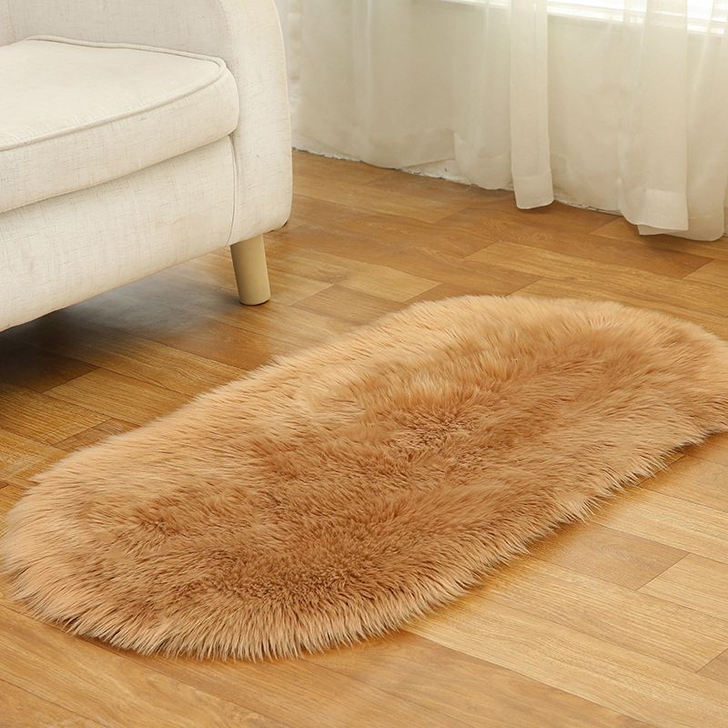 Multi Colored Plain Rug Faux Fur Minimalist Carpet Non-Slip Pet Friendly Stain Resistant Rug for Sitting Room