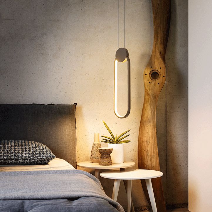 Moderne minimalistische LED -hanglampje Smeedijzeren geometrische hanglamp met acrylschaduw