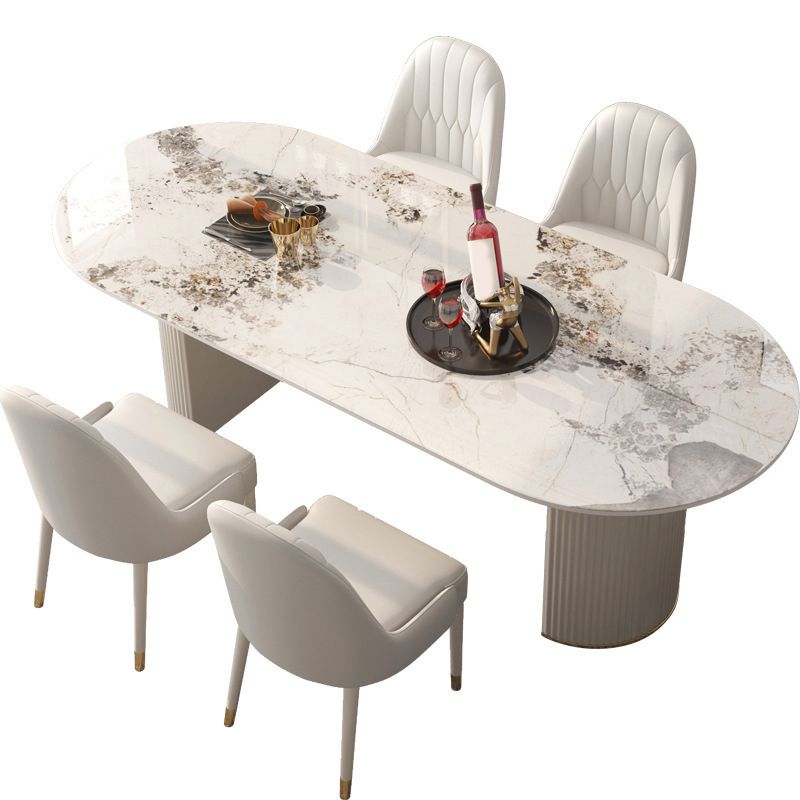 Glam Style Sintered Stone Dining Set Oval 1/3/4/5/7 Pieces Dining Set