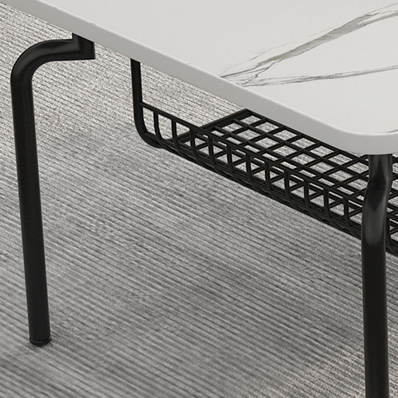 Glam Coffee Table with Slate Rectangle Top and 4 Legs Bunching Tables