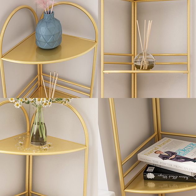 Modern Style Corner Bookshelf Open Back Metal Bookcase for Home