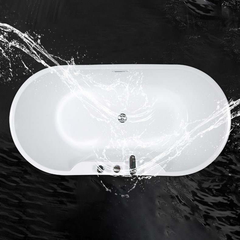 Acrylic Oval Bathtub with Faucet Soaking Freestanding Tub for Bathroom