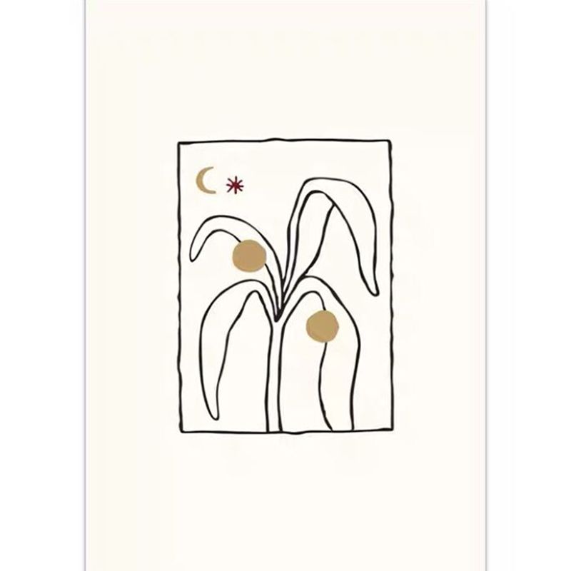 Beige Living Room Carpet Modern Plant Pattern Area Rug Polyester Non-Slip Backing Rug