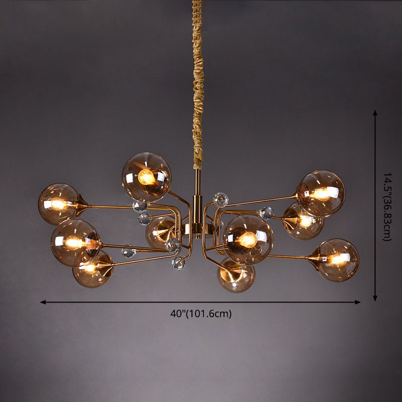 Modern Chandelier Metal Globe-Shaped Chandelier with Shade for Dining Room