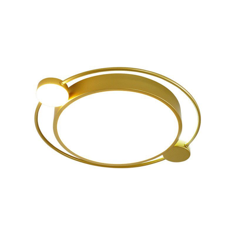 Ronde Shade Bedroom LED Flush Mount Acrylique Modern Flushmount Ceiling Light in Gold