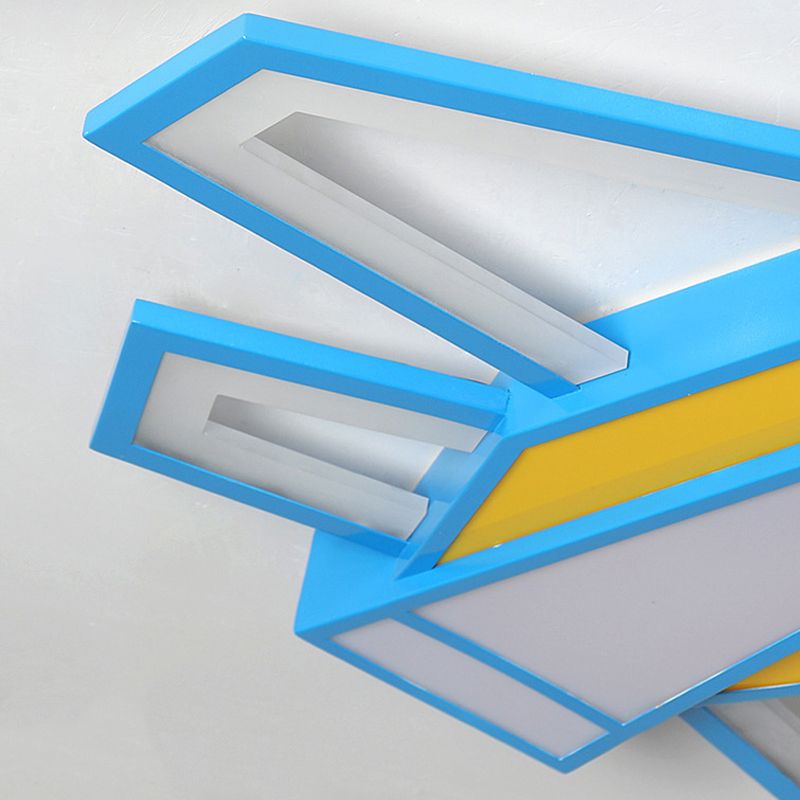 Lámpara de techo LED de dibujos animados de acrílico con luz empotrada para dormitorio de niños de avión en azul