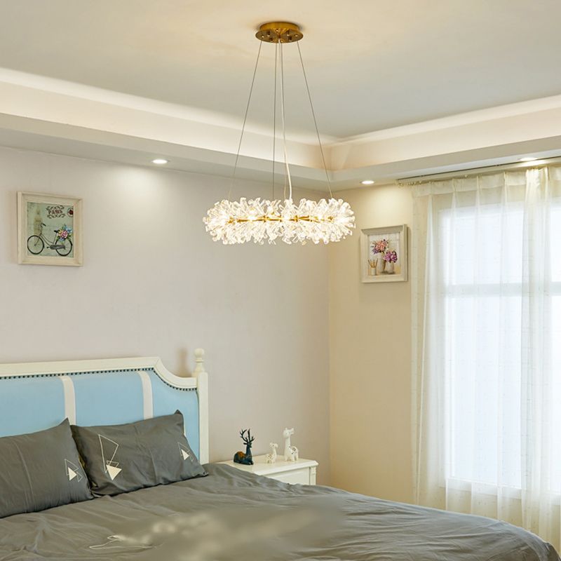 1 pendentif à cercle léger luminaire de pendentif en cristal moderne en or