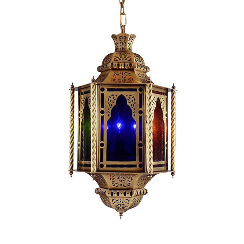 Lantern Restaurant Chandelier Arabian Metal 3 Bulbs Brass Suspended Lighting Fixture