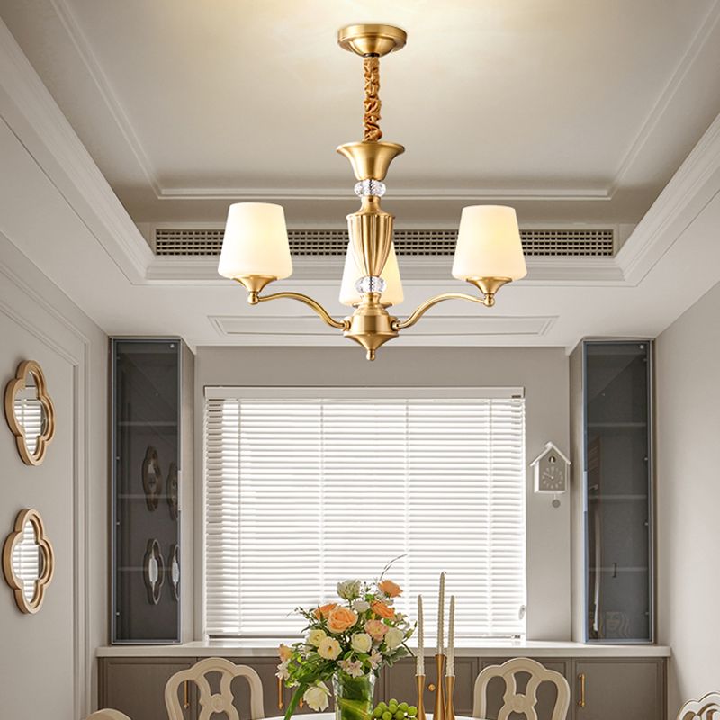 Accesorios de iluminación de la lámpara de campana Luz de suspensión tradicional de múltiples cabezas con cristal transparente