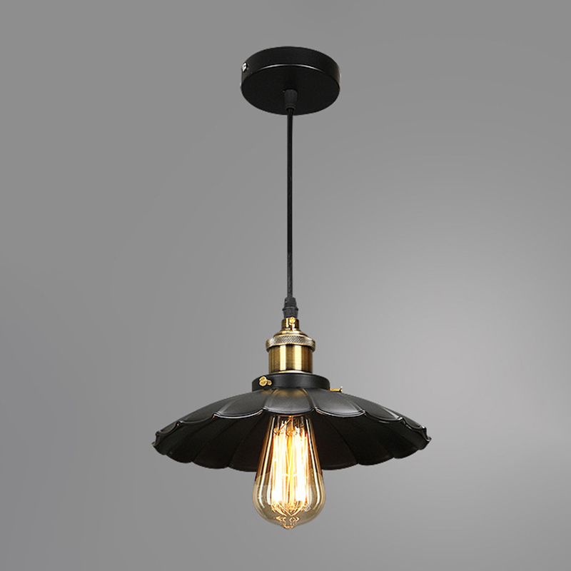 Zwart single hanger licht in industrieel retro -stijl smeedijzeren hangend licht voor coffeeshop