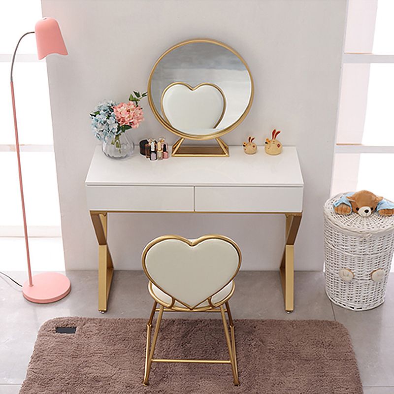 Bright White Makeup Counter 15.74" Wide Vanity Tables with 2 Storage Drawers