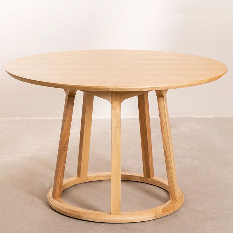 Modern Solid Wood Dining Table Wooden Round Table with Pedestal Base for Restaurant