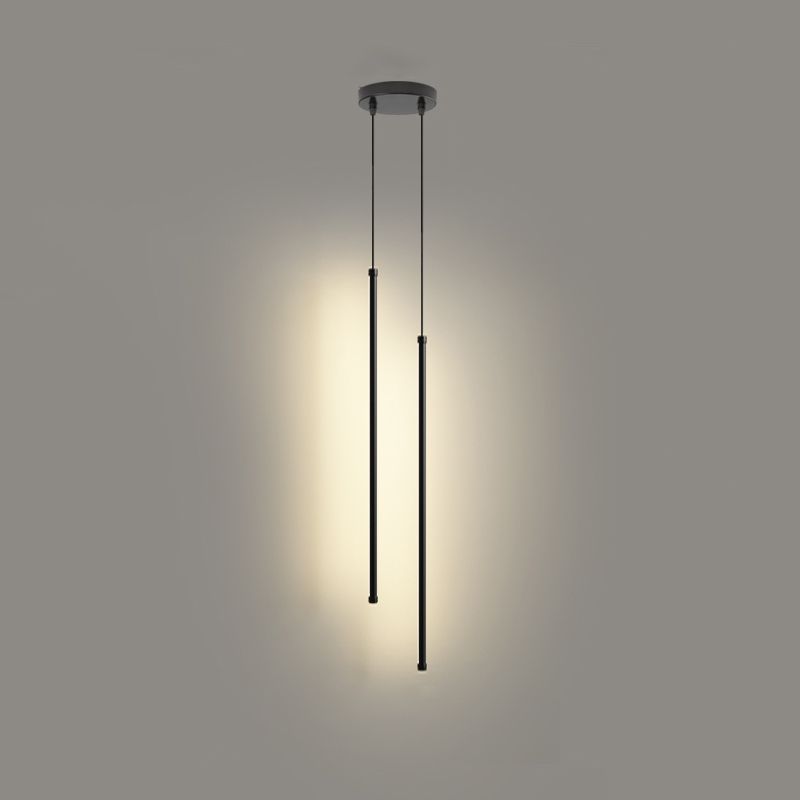 Salon pendentif linéaire lampe en aluminium LED de suspension minimaliste en noir