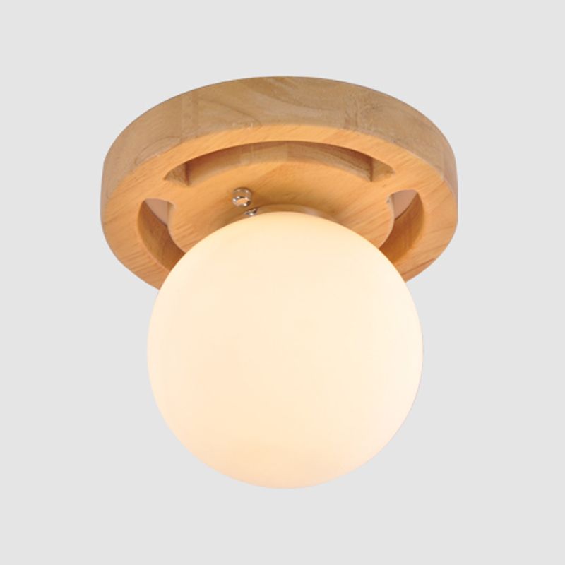 Plafonnier à abat-jour en verre, luminaire de plafond pour allée en bois de Style nordique