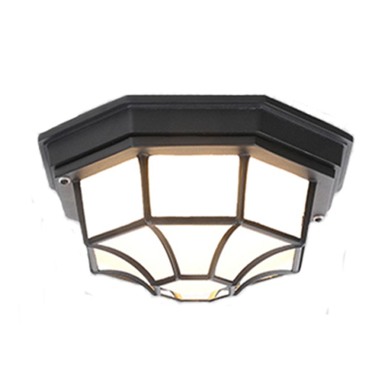 Octagonal Flush Mount Light Traditional Waterproof Ceiling Light with Glass Shade