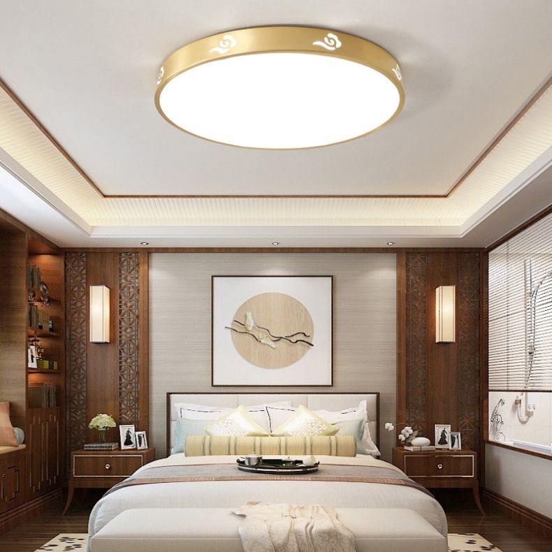 Modern Acrylic Flush Ceiling Light Fixture Round 1-Light LED Flush Mount Lamp in Gold