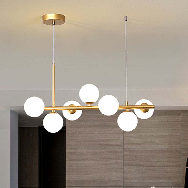 Lustres de lustre simple luminaires d'éclairage de pendentif multi-tête avec teinte en verre pour salle à manger