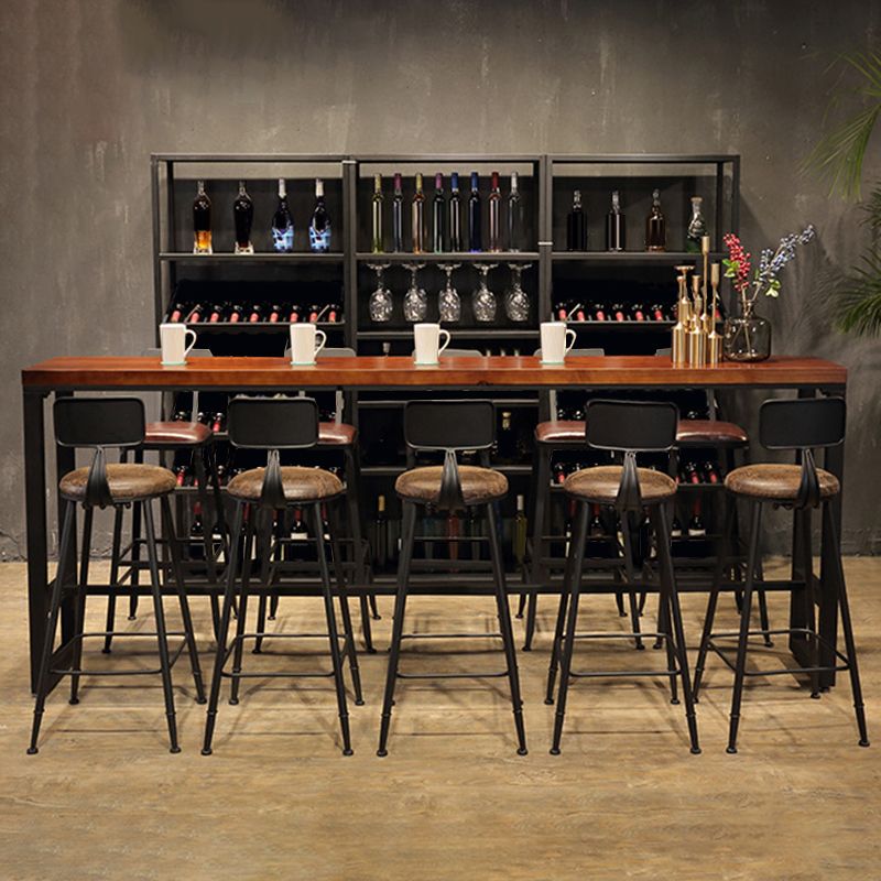 Industrial Bar Table Rectangle Solid Wood Pub Table for Breakroom