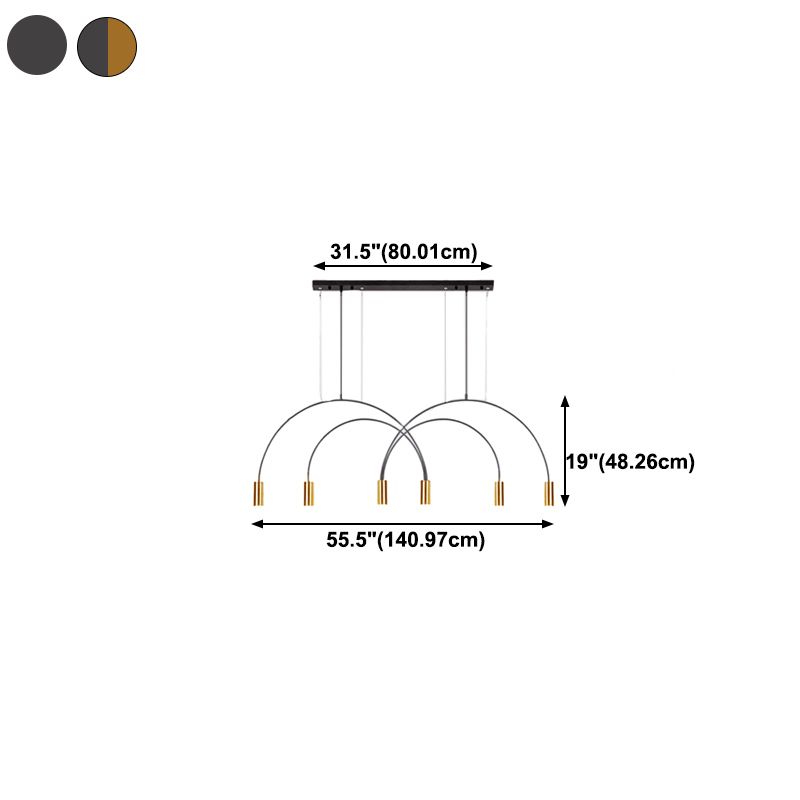 Metal Cylindrical Shade Island Pendant Modern Style Multi Light Island Lighting